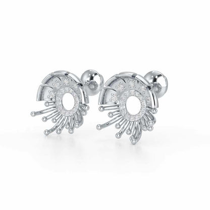 Empress Silver Stud Earrings - White Gold - Image 3