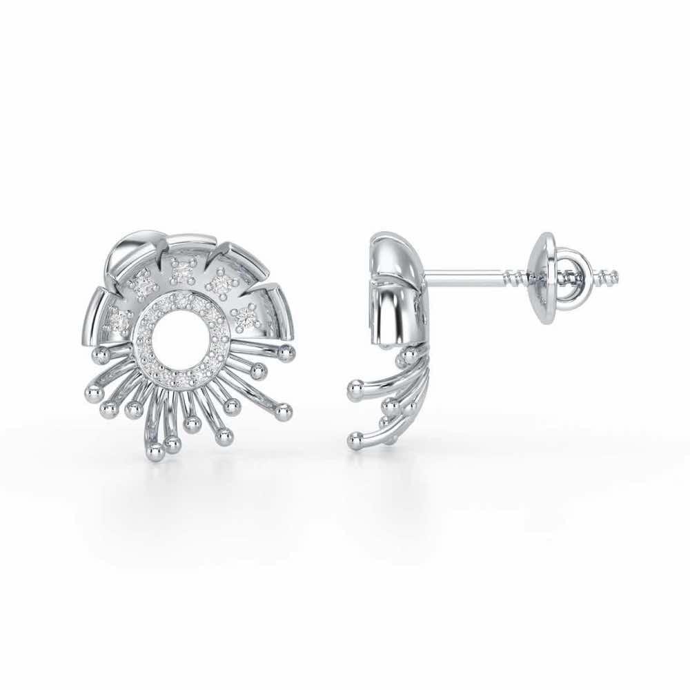 Empress Silver Stud Earrings - White Gold - Image 4