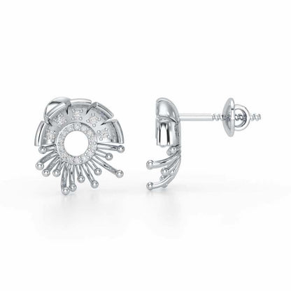 Empress Silver Stud Earrings - White Gold - Image 4