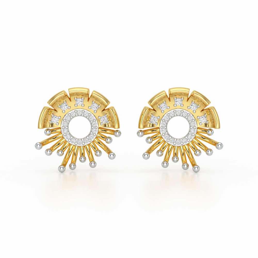 Empress Silver Stud Earrings - Yellow Gold - Image 1