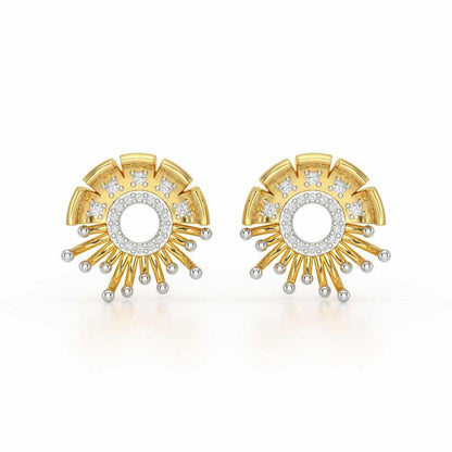 Empress Silver Stud Earrings - Yellow Gold - Image 1
