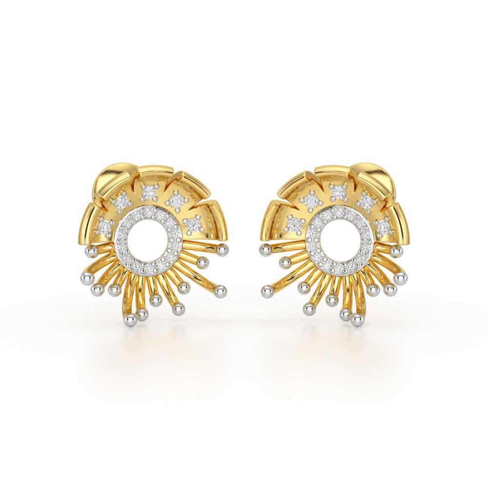 Empress Silver Stud Earrings - Yellow Gold - Image 2