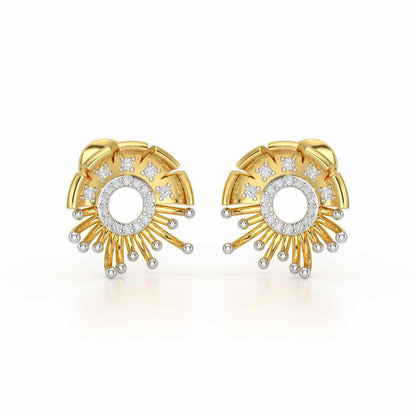 Empress Silver Stud Earrings - Yellow Gold - Image 2