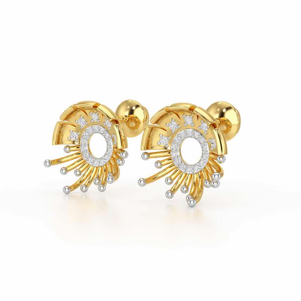 Empress Silver Stud Earrings - Yellow Gold - Image 3