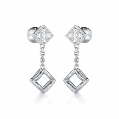 Enchanted Bliss Silver Earrings - White Gold - Image 2