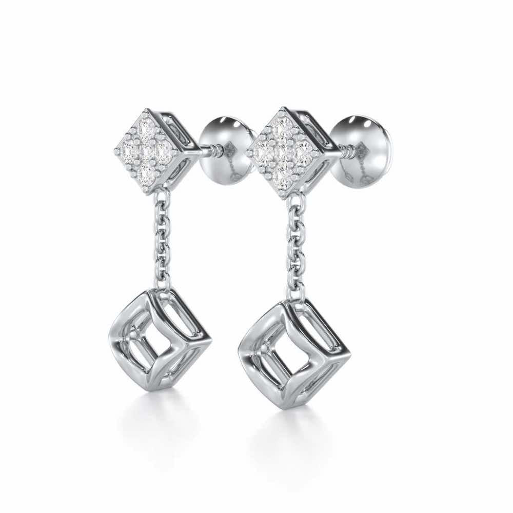Enchanted Bliss Silver Earrings - White Gold - Image 3