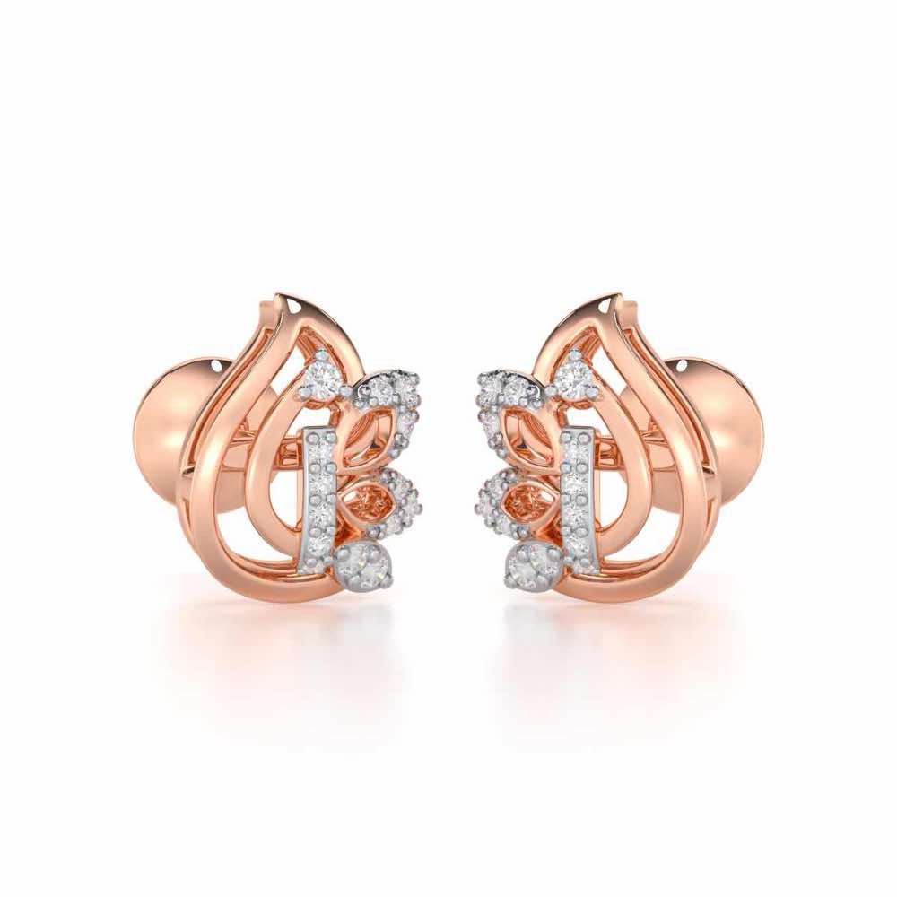 Enchanted Elegance Silver Stud Earrings - Rose Gold - Image 1
