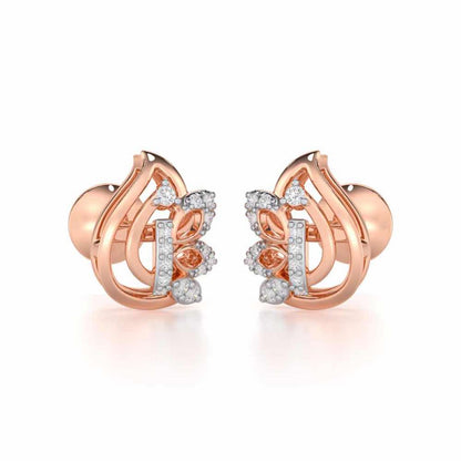Enchanted Elegance Silver Stud Earrings - Rose Gold - Image 1