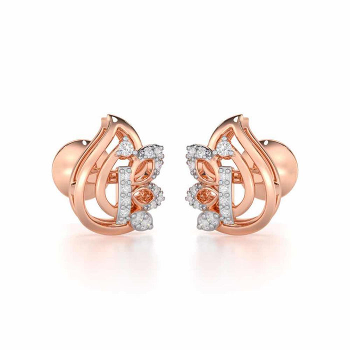 Enchanted Elegance Silver Stud Earrings - Rose Gold - Image 1