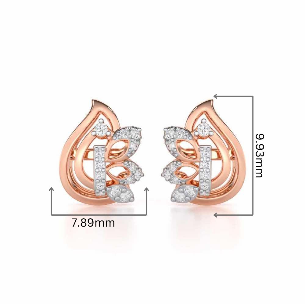 Enchanted Elegance Silver Stud Earrings - Rose Gold - Image 2