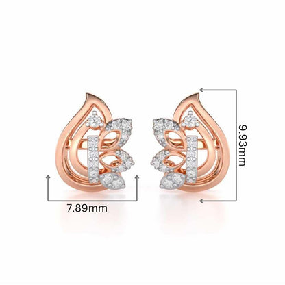 Enchanted Elegance Silver Stud Earrings - Rose Gold - Image 2