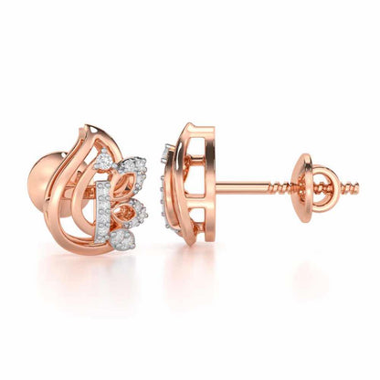 Enchanted Elegance Silver Stud Earrings - Rose Gold - Image 4
