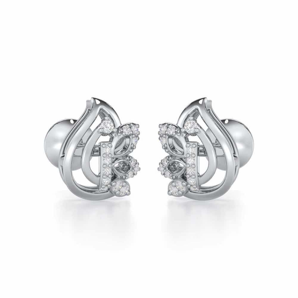 Enchanted Elegance Silver Stud Earrings - White Gold - Image 1