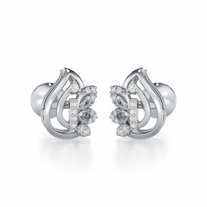 Enchanted Elegance Silver Stud Earrings - White Gold - Image 1