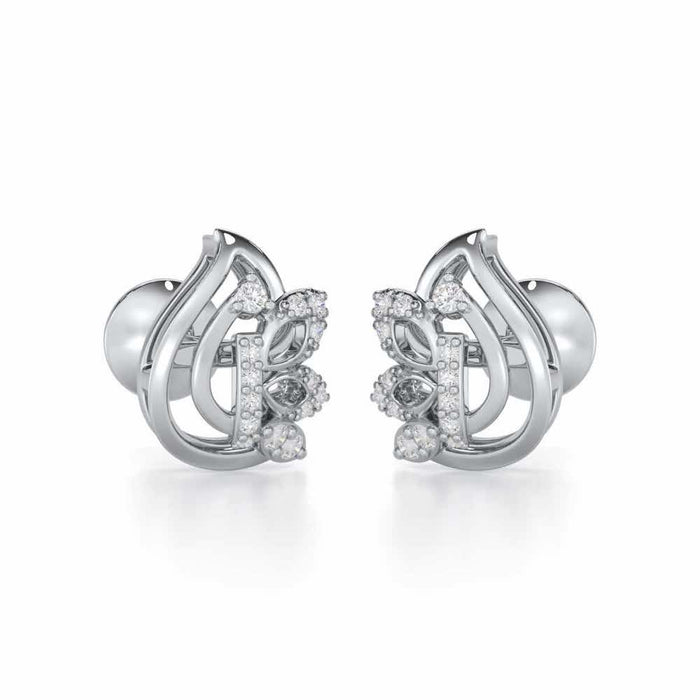 Enchanted Elegance Silver Stud Earrings - White Gold - Image 1