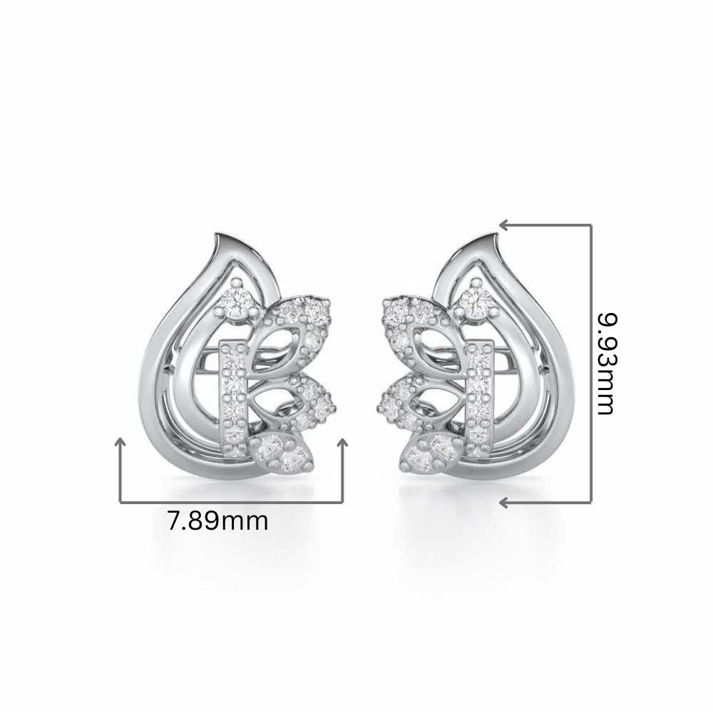 Enchanted Elegance Silver Stud Earrings - White Gold - Image 2