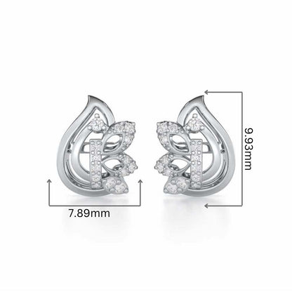 Enchanted Elegance Silver Stud Earrings - White Gold - Image 2