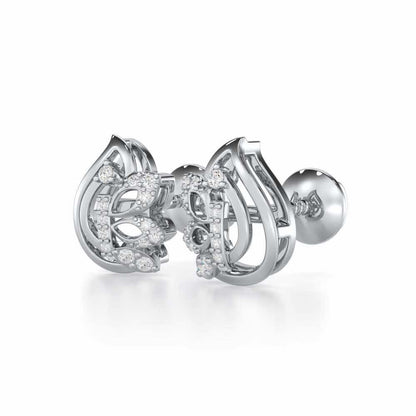 Enchanted Elegance Silver Stud Earrings - White Gold - Image 3