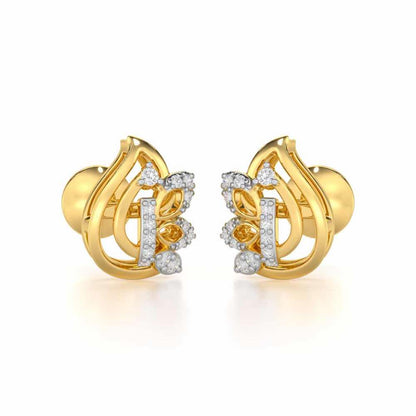 Enchanted Elegance Silver Stud Earrings - Yellow Gold - Image 1