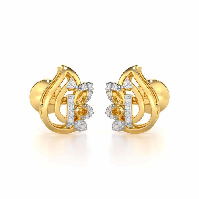 Enchanted Elegance Silver Stud Earrings - Yellow Gold - Image 1