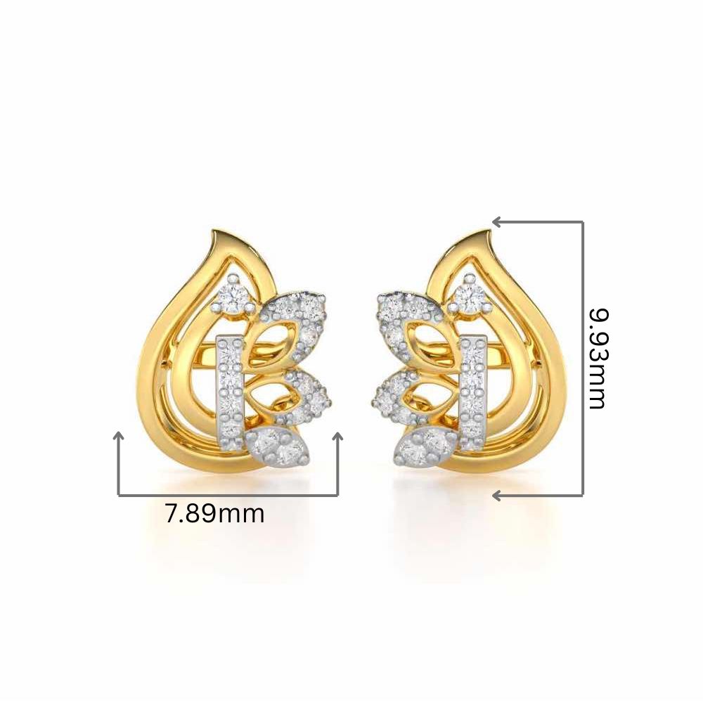 Enchanted Elegance Silver Stud Earrings - Yellow Gold - Image 2