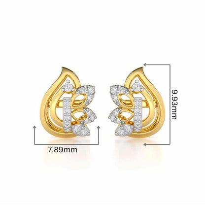 Enchanted Elegance Silver Stud Earrings - Yellow Gold - Image 2