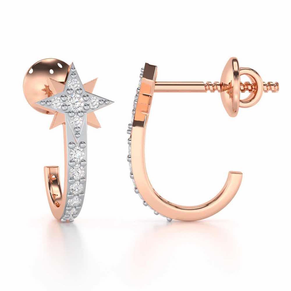 Enchanted Euphoria Silver Stud Earrings - Rose Gold - Image 4