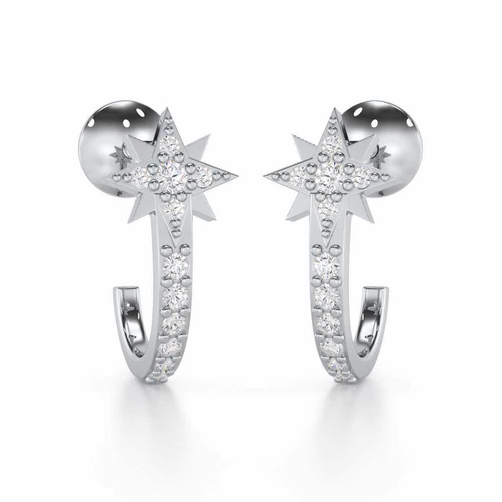 Enchanted Euphoria Silver Stud Earrings - White Gold - Image 1