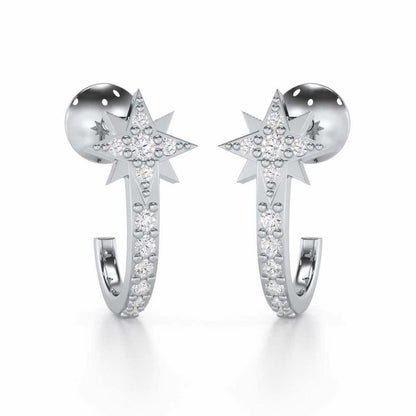 Enchanted Euphoria Silver Stud Earrings - White Gold - Image 1