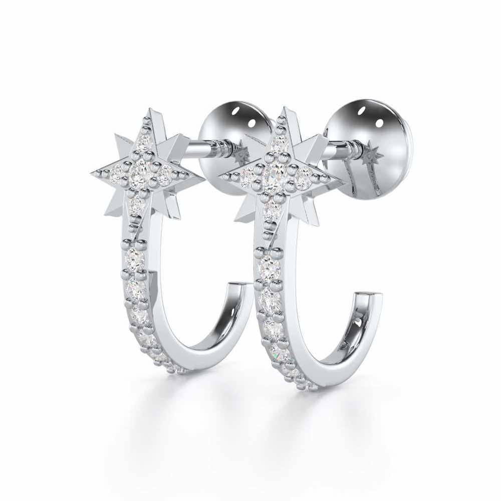 Enchanted Euphoria Silver Stud Earrings - White Gold - Image 3
