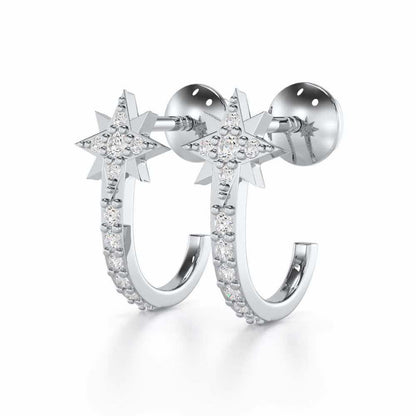 Enchanted Euphoria Silver Stud Earrings - White Gold - Image 3