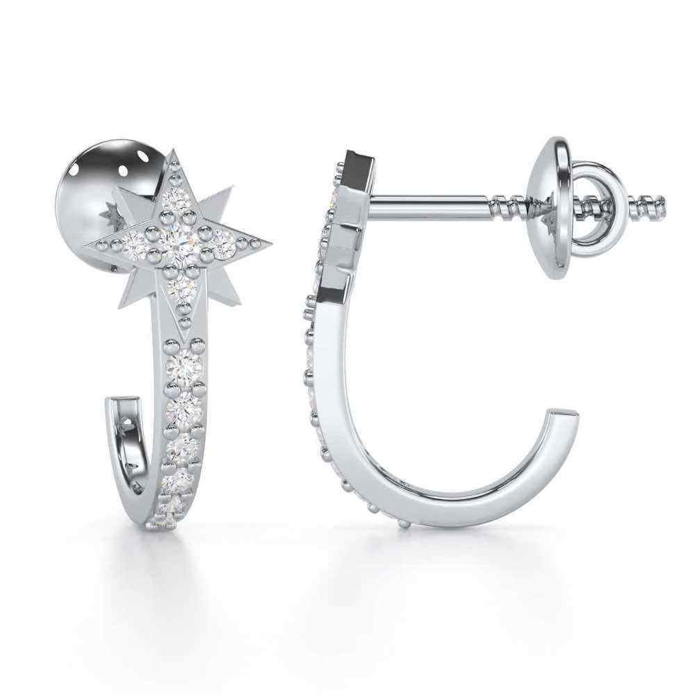 Enchanted Euphoria Silver Stud Earrings - White Gold - Image 4