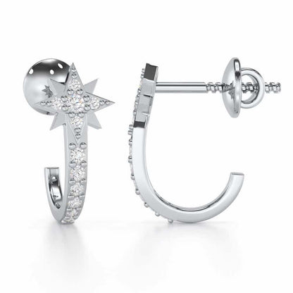 Enchanted Euphoria Silver Stud Earrings - White Gold - Image 4