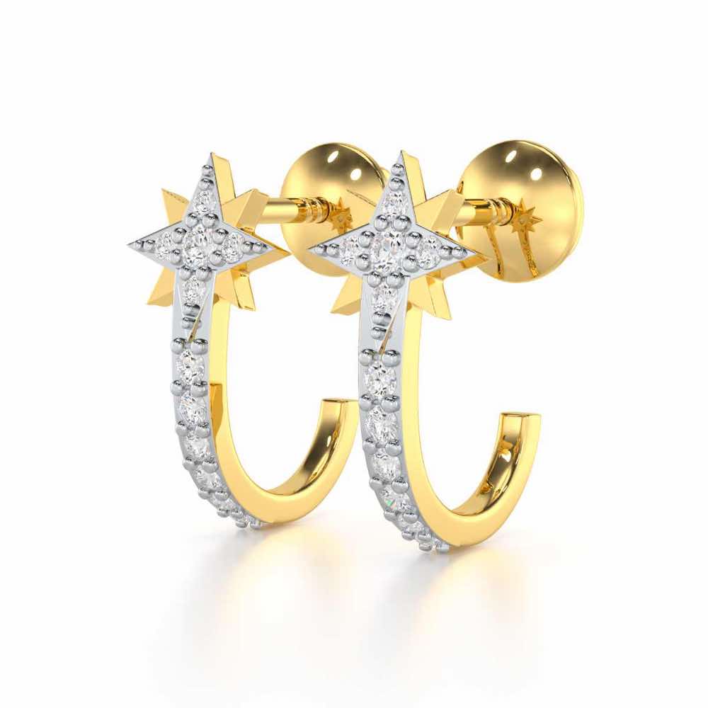 Enchanted Euphoria Silver Stud Earrings - Yellow Gold - Image 3