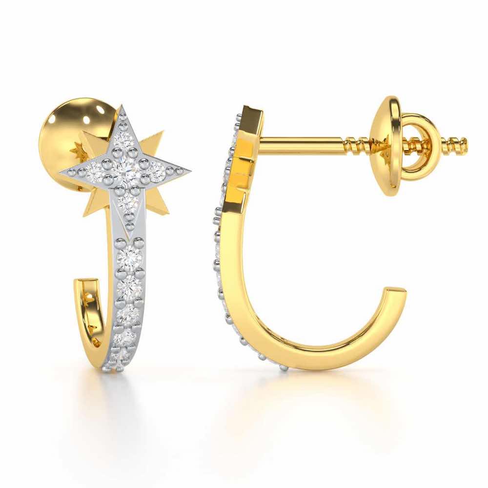 Enchanted Euphoria Silver Stud Earrings - Yellow Gold - Image 4