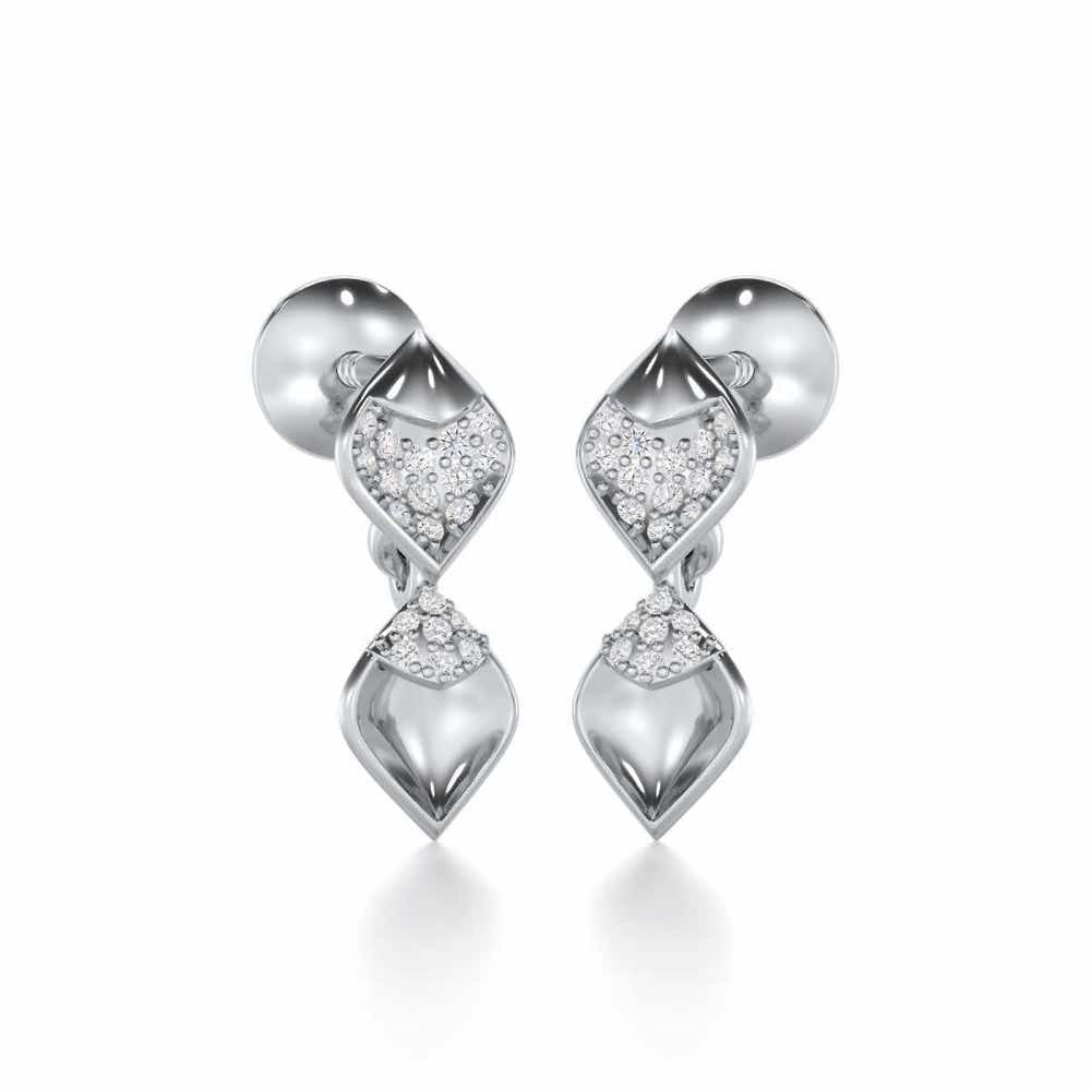 Enchanting Elegance Silver Earrings - White Gold - Image 2
