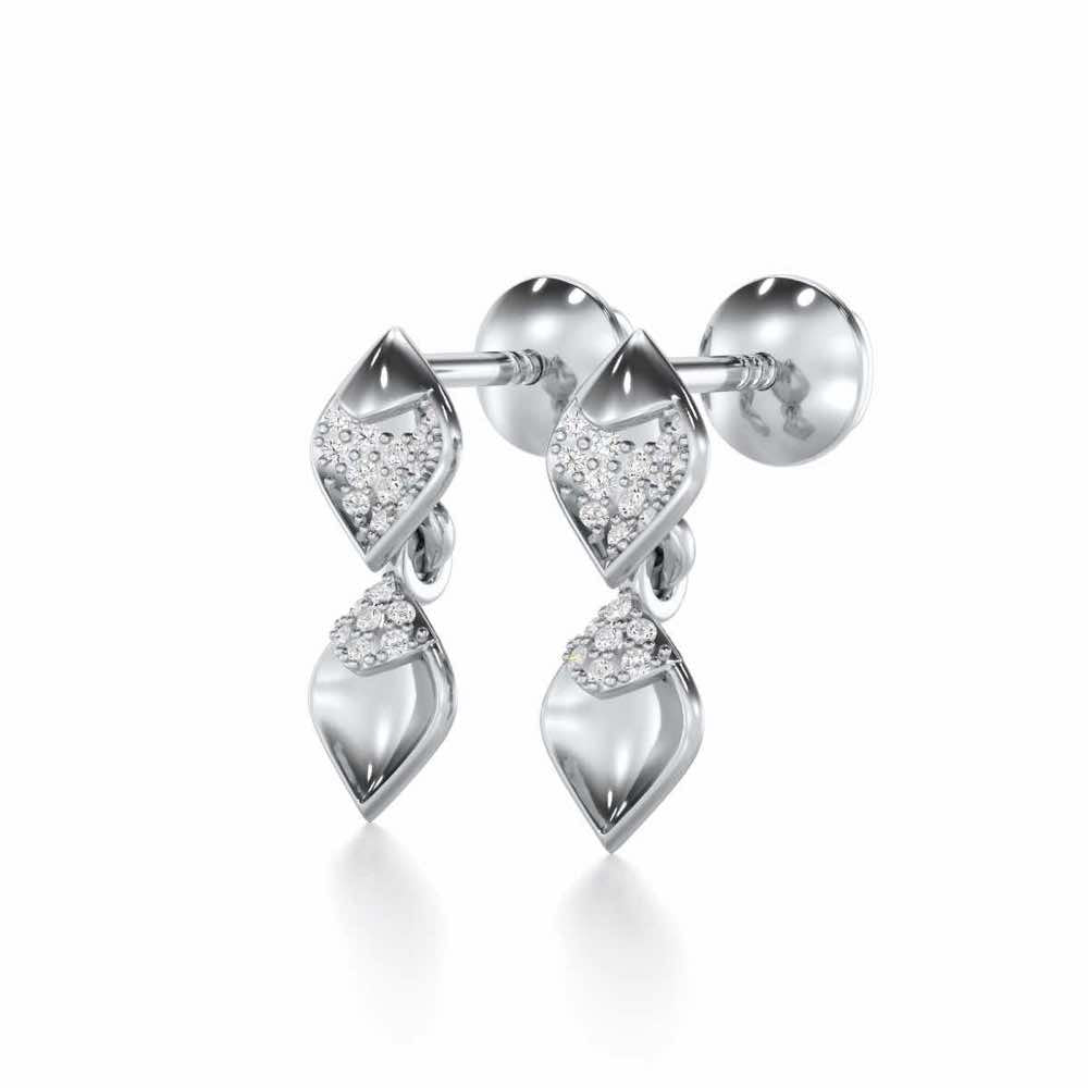 Enchanting Elegance Silver Earrings - White Gold - Image 3