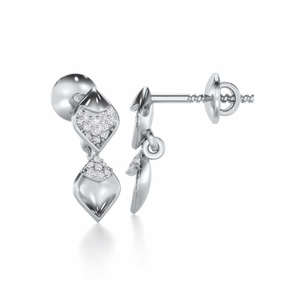 Enchanting Elegance Silver Earrings - White Gold - Image 4