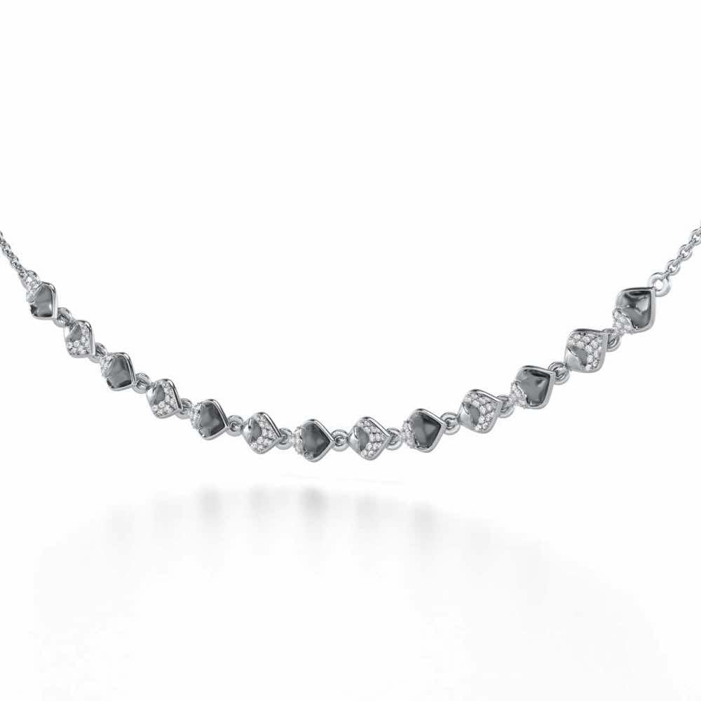 Enchanting Elegance Silver Necklace - White Gold - Image 3