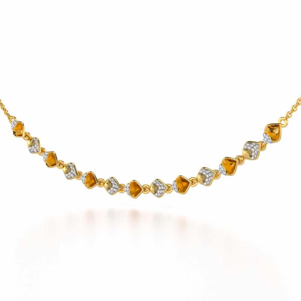 Enchanting Elegance Silver Necklace - Yellow Gold - Image 3
