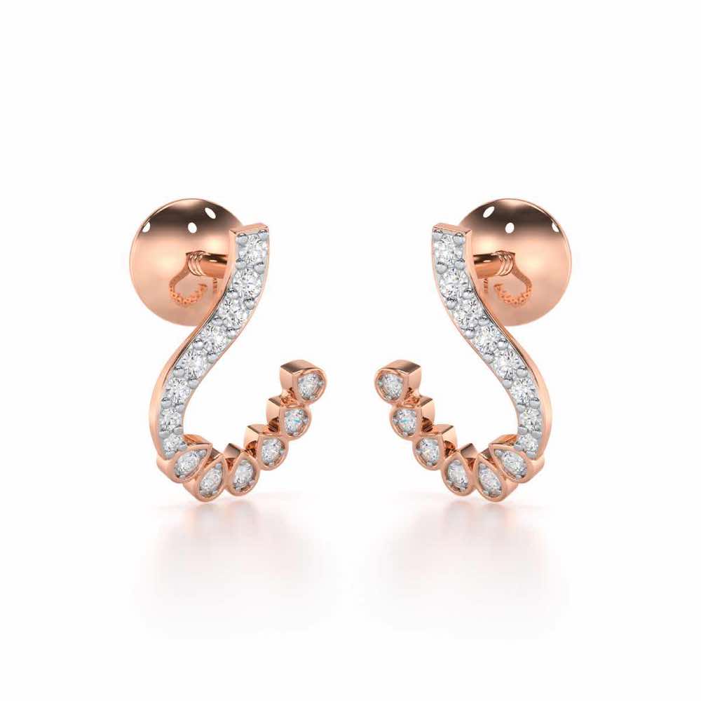 Enchanting Eloquence Silver Stud Earrings - Rose Gold - Image 1