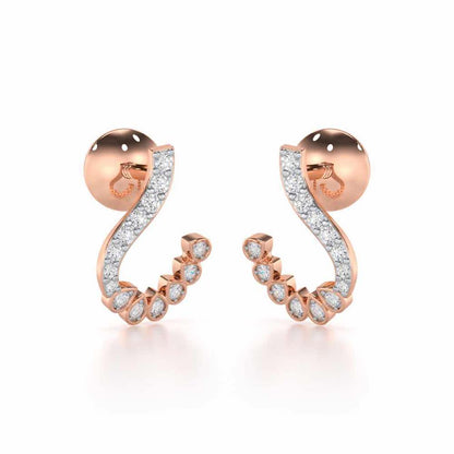 Enchanting Eloquence Silver Stud Earrings - Rose Gold - Image 1