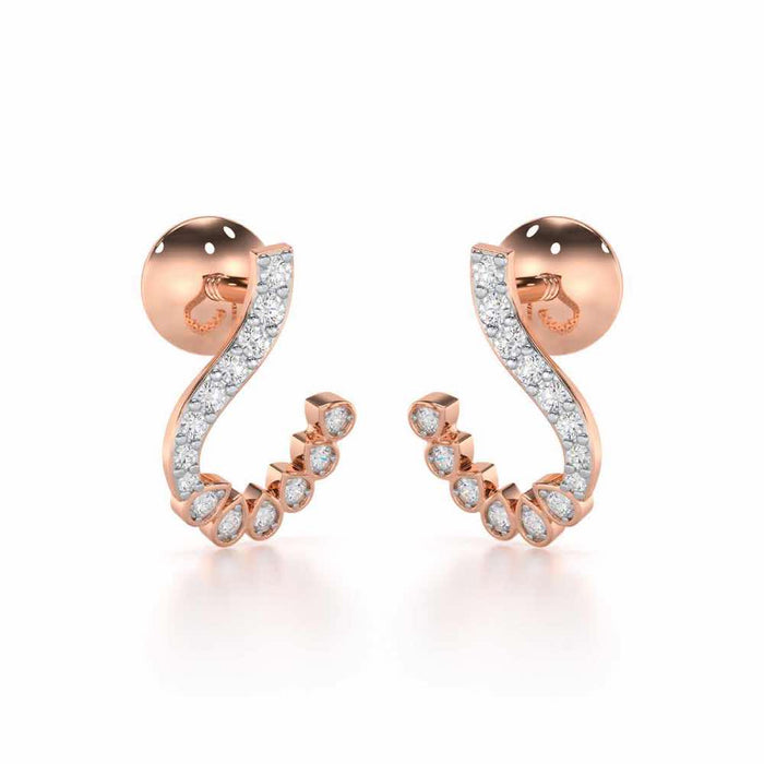 Enchanting Eloquence Silver Stud Earrings - Rose Gold - Image 1