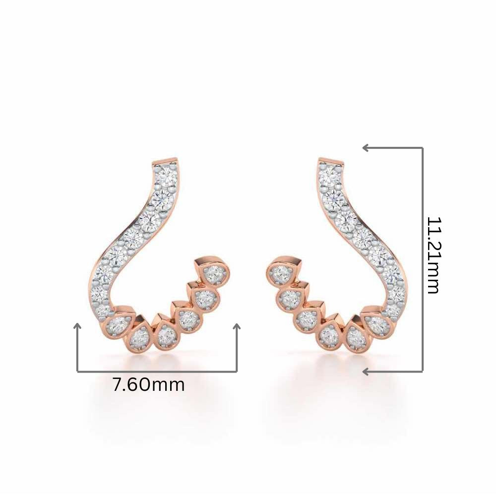 Enchanting Eloquence Silver Stud Earrings - Rose Gold - Image 2