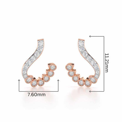Enchanting Eloquence Silver Stud Earrings - Rose Gold - Image 2