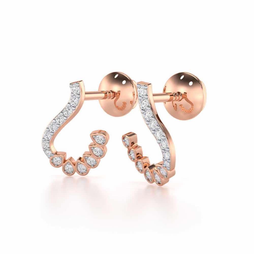 Enchanting Eloquence Silver Stud Earrings - Rose Gold - Image 3