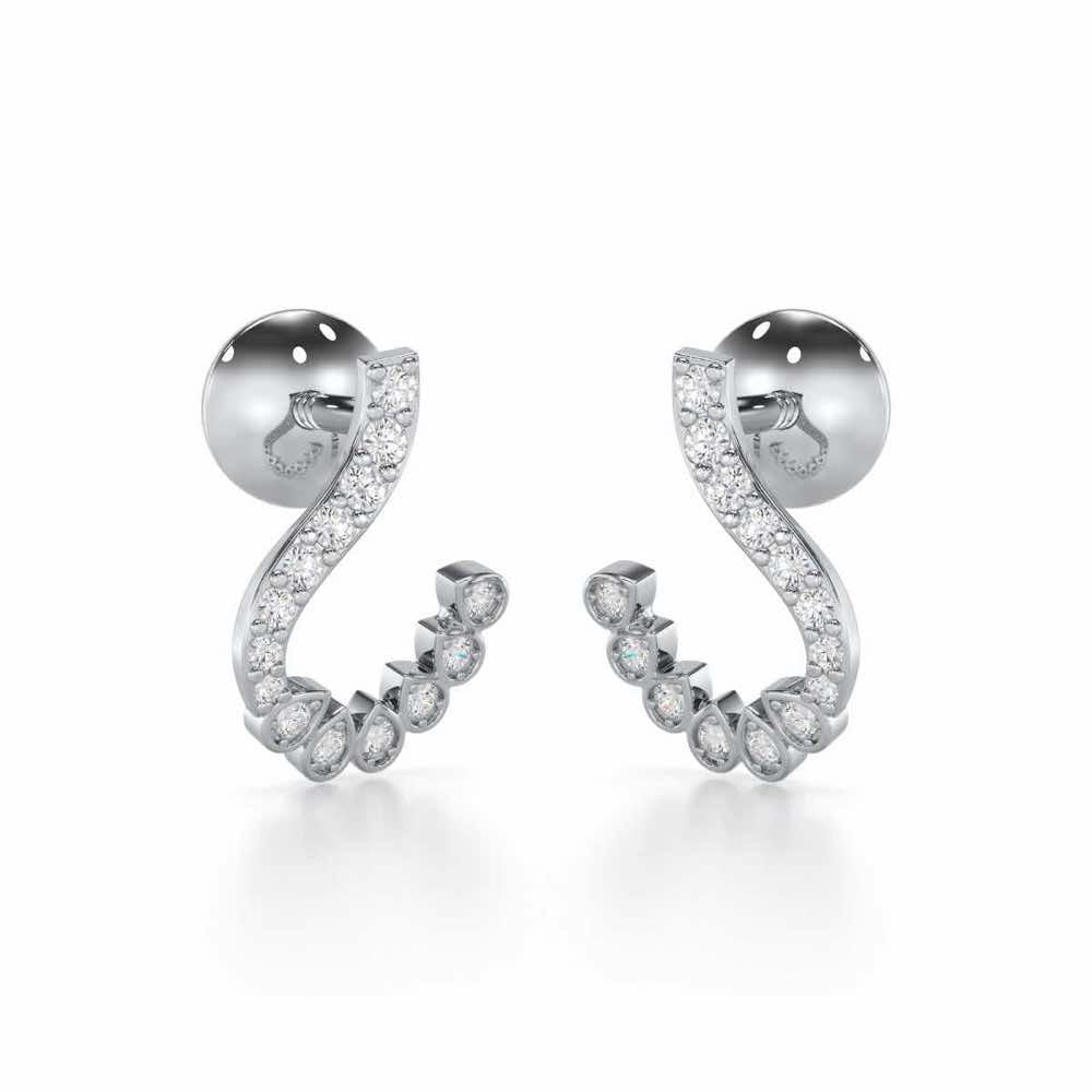 Enchanting Eloquence Silver Stud Earrings - White Gold - Image 1