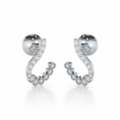Enchanting Eloquence Silver Stud Earrings - White Gold - Image 1