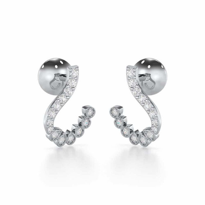 Enchanting Eloquence Silver Stud Earrings - White Gold - Image 1