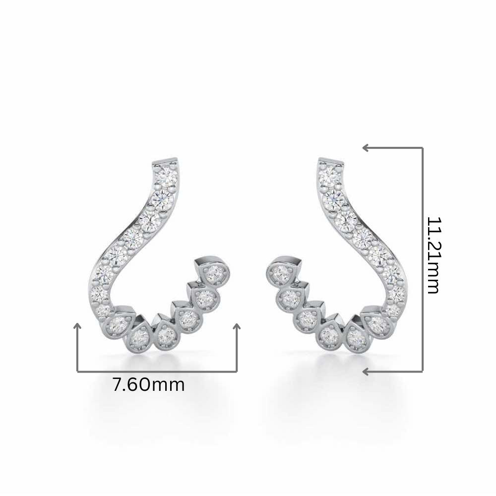 Enchanting Eloquence Silver Stud Earrings - White Gold - Image 2